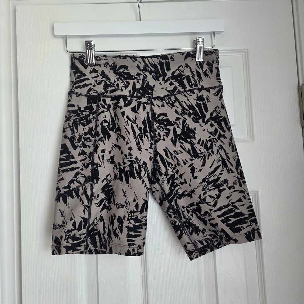 Calvin Klein Performance Bike Shorts High Rise S Gray Black Palm Wrap Activewear